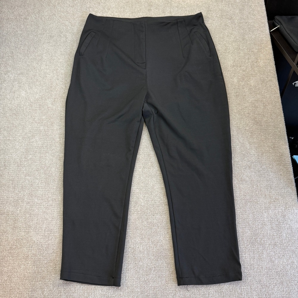 Women's M Black Dress Pants High Waisted Straight Leg Pleated Business Casual - Picture 2 of 9